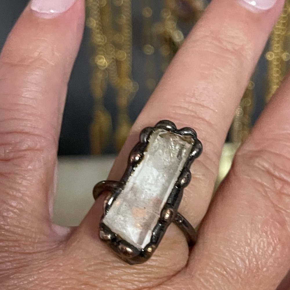 White Natural Quartz Ring.  Size 8